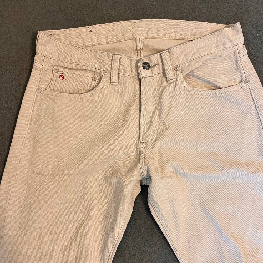 VTG Polo Ralph Lauren Jeans Mens 30x30 Cream Denim Slim Straight Quiet Luxury